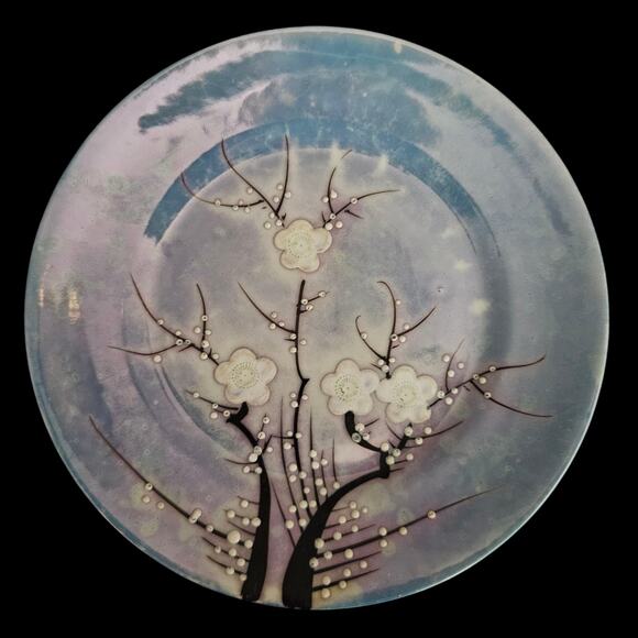 Vintage Japan Lusterware Plates Set of 3 Plum Blossom Iridescent 7" - Picture 1 of 6